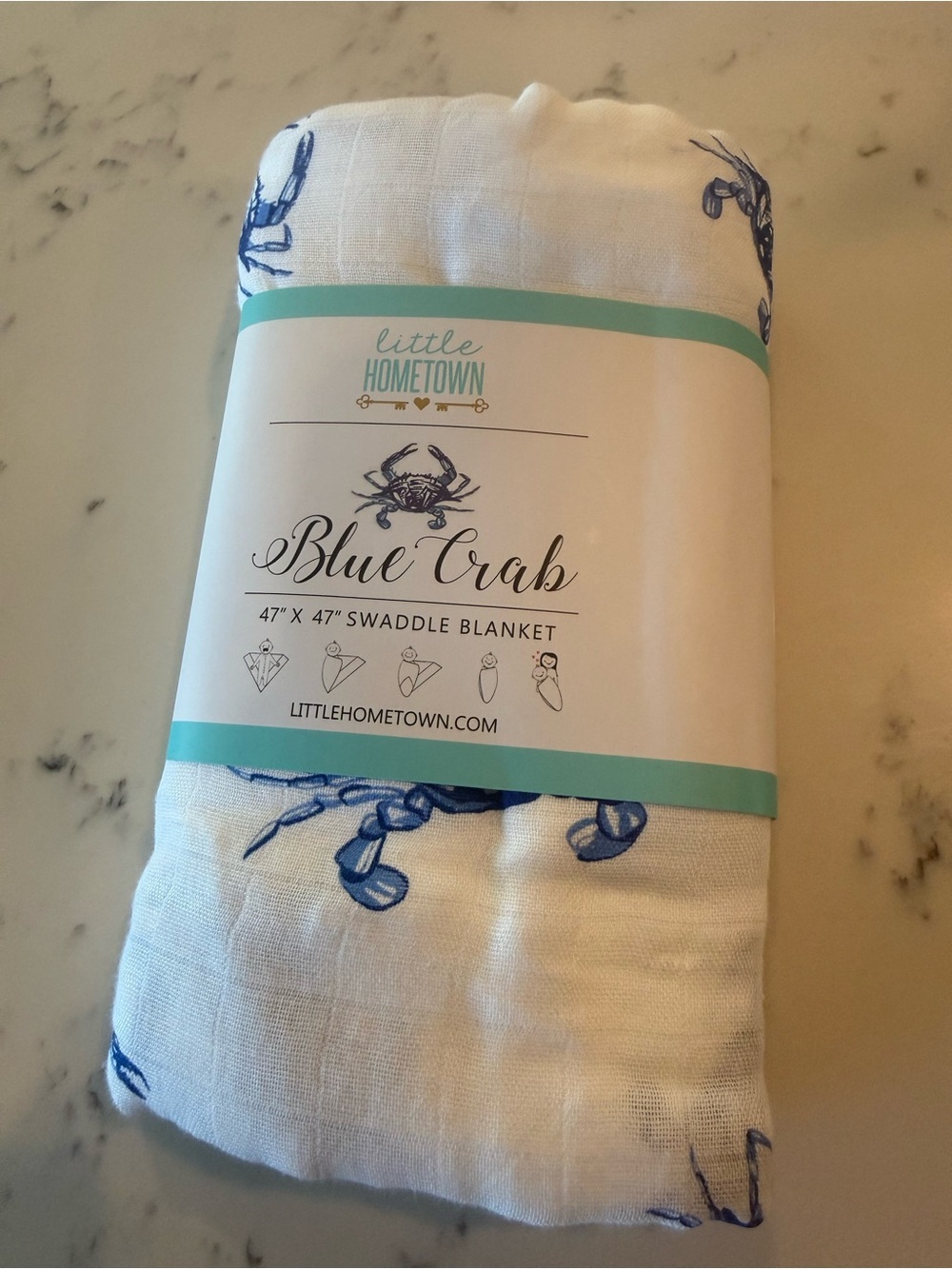 Little Hometown Blue Crab Swaddle Blanket NEW